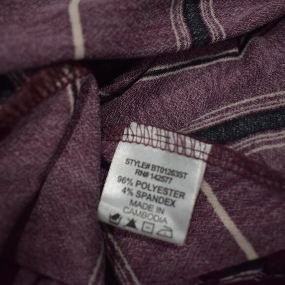 Womens Maroon Burgundy Striped Long Sleeve Blouse Size Medium - Picture 15 of 15